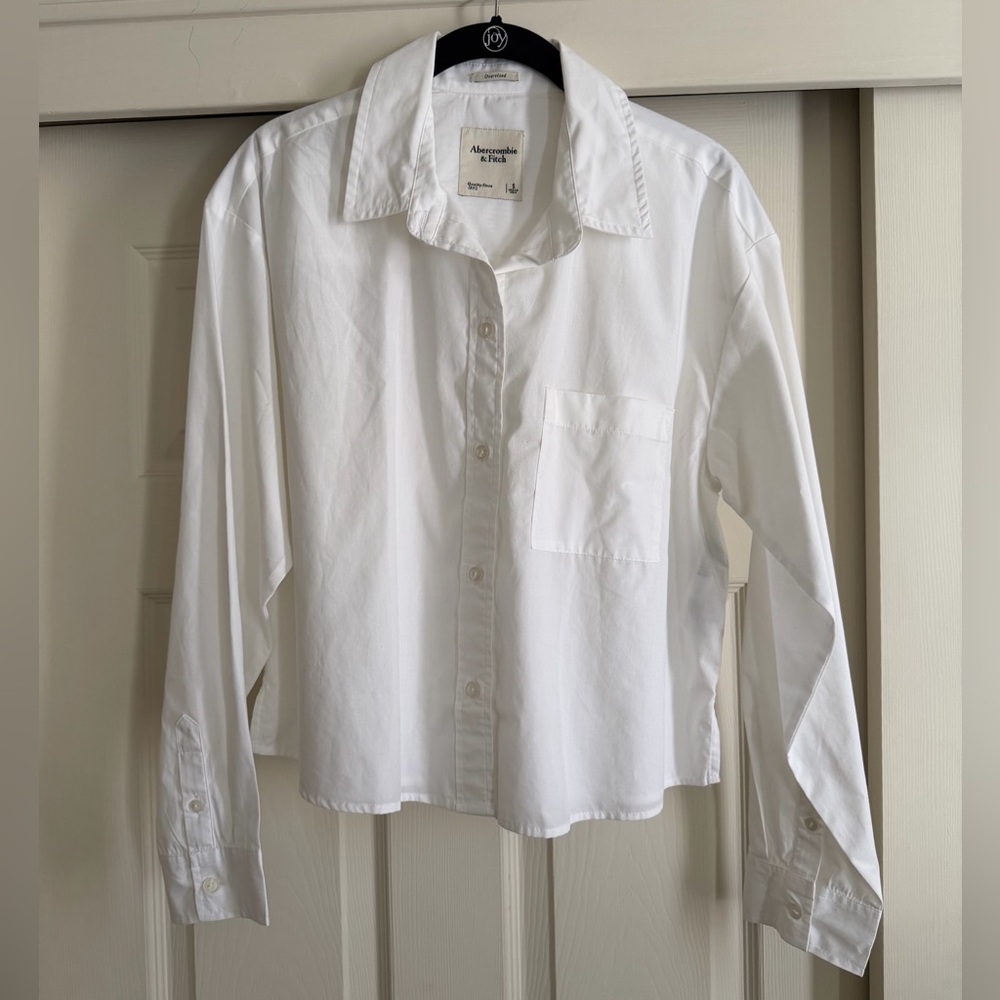 Abercrombie & Fitch Oversized Cropped Poplin Shirt